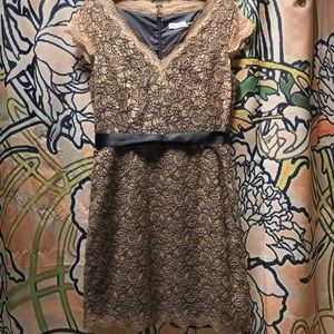 Calvin Kline gold lace cocktail dress
